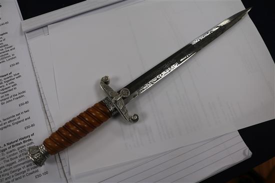 A German Army Officers Presentation dagger, blade engraved both sides